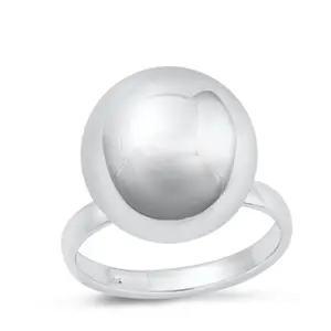 Sterling Silver 925 Large Ball Ring for Women - Fashion Accessory