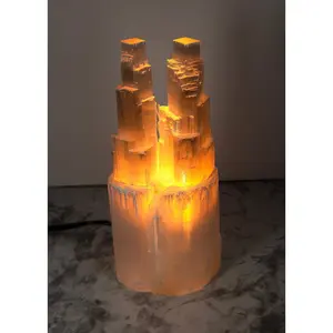 Selenite Twin Tower Lamp