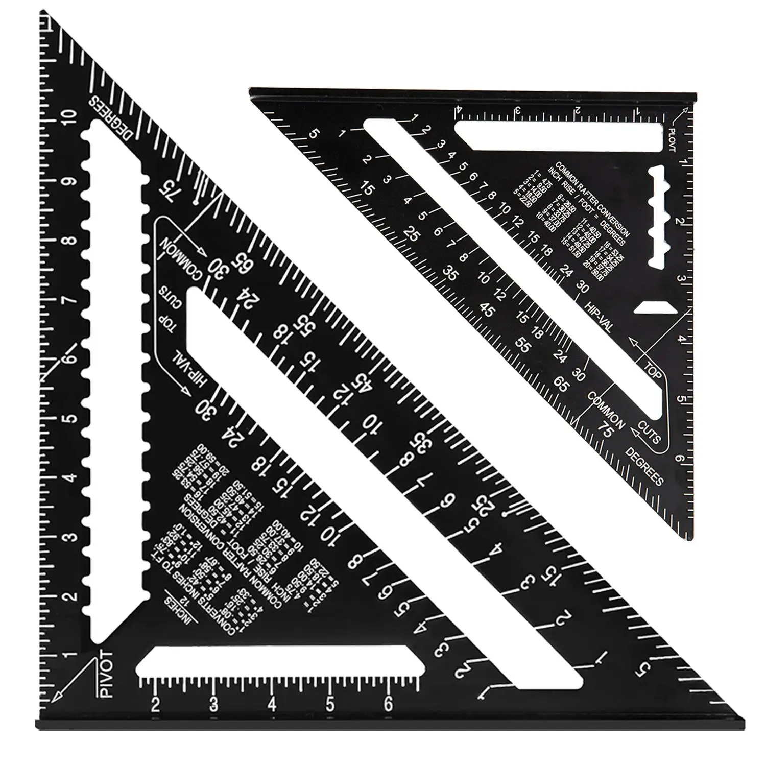 7 Inch/12 Inch Rafter Square, Carpenter Measuring Layout Tool, Aluminum Alloy Triangle Ruler Protractor for Woodworking and Carpentry