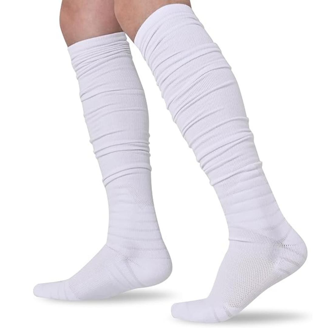 Scrunch Football Socks Ultra Long 1 Pack/2 Packs Combed Cotton With Ankle Support Padded Knee High Socks Youth Adult