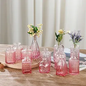 12pcs💐Glass Bud Vase Set As Wedding Centerpieces for Tables,Small Minimalist Vases for Flowers, Vintage Rustic Home Decor for Table Centerpiece Wedding Party, Birthday Party,Anniversary,Modern Clear Aromatherapy Bottle for Living Room Bedroom