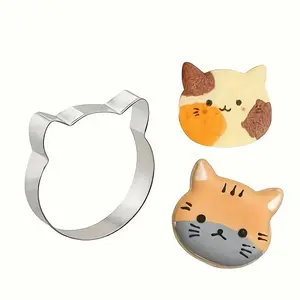 1pc of Stainless Steel Cute Cat Cookie Cutter, Cartoon Creative Baking Mold, Fruit Cutting Mold