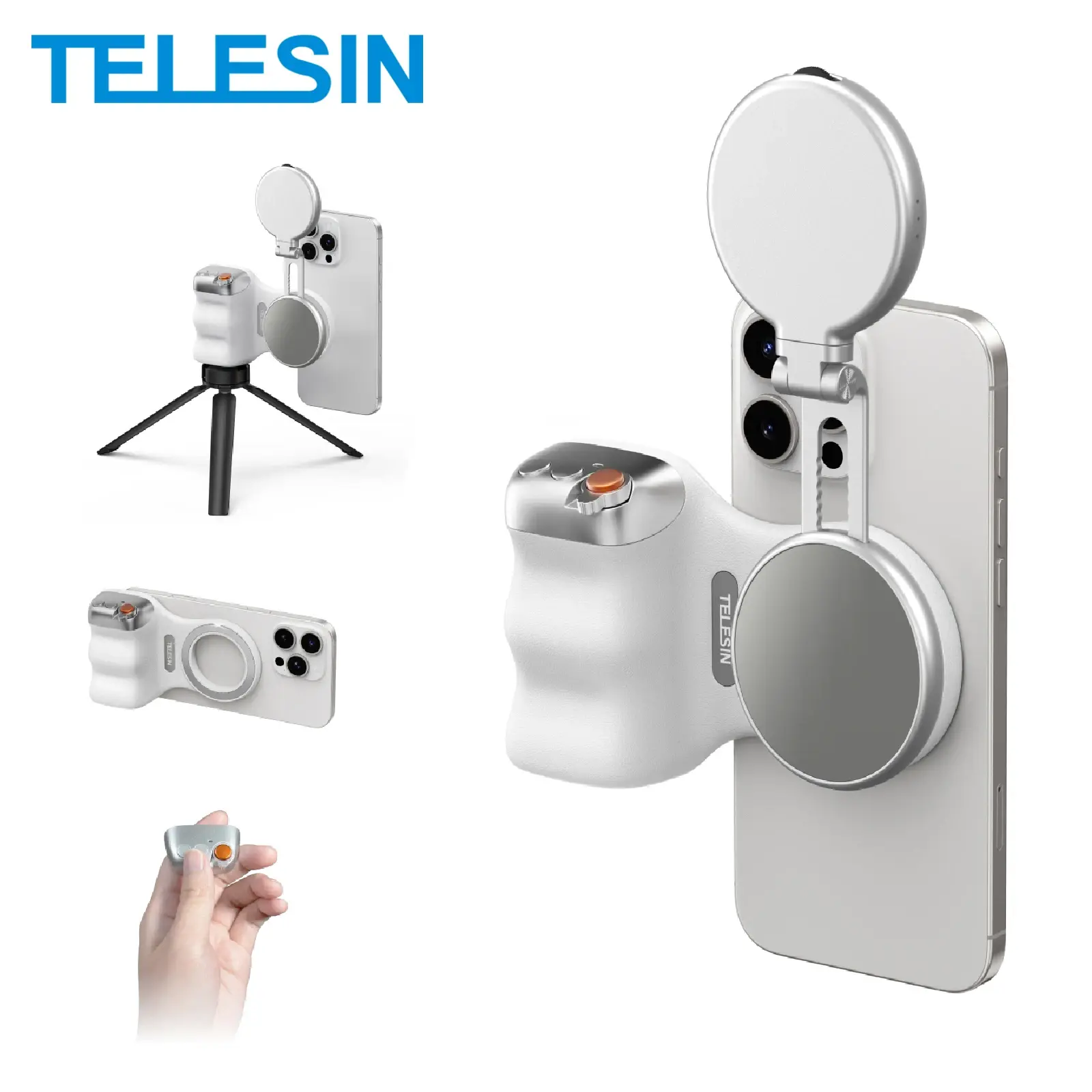TELESIN Magnetic Phone Camera Grip with Remote Control for iPhone & Android Smartphones - Secure Handheld Holder for Enhanced Shooting