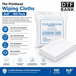 Printhead Wiping Cloths 8x8" - 100 Pack Lint-Free Absorbent Chemical-Resistant for UV DTF Printing Systems