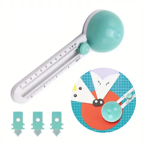 Portable Green Circular Rotary Paper Cutter - 8.5x2.8in Specialty Kitchen Utensil, 3 Blades, Diameter Adjustment (4"-12.5" Range), Transparent Cover, Storage Space, Cutting Supplies for Scrapbook Materials, Art & DIY Crafting