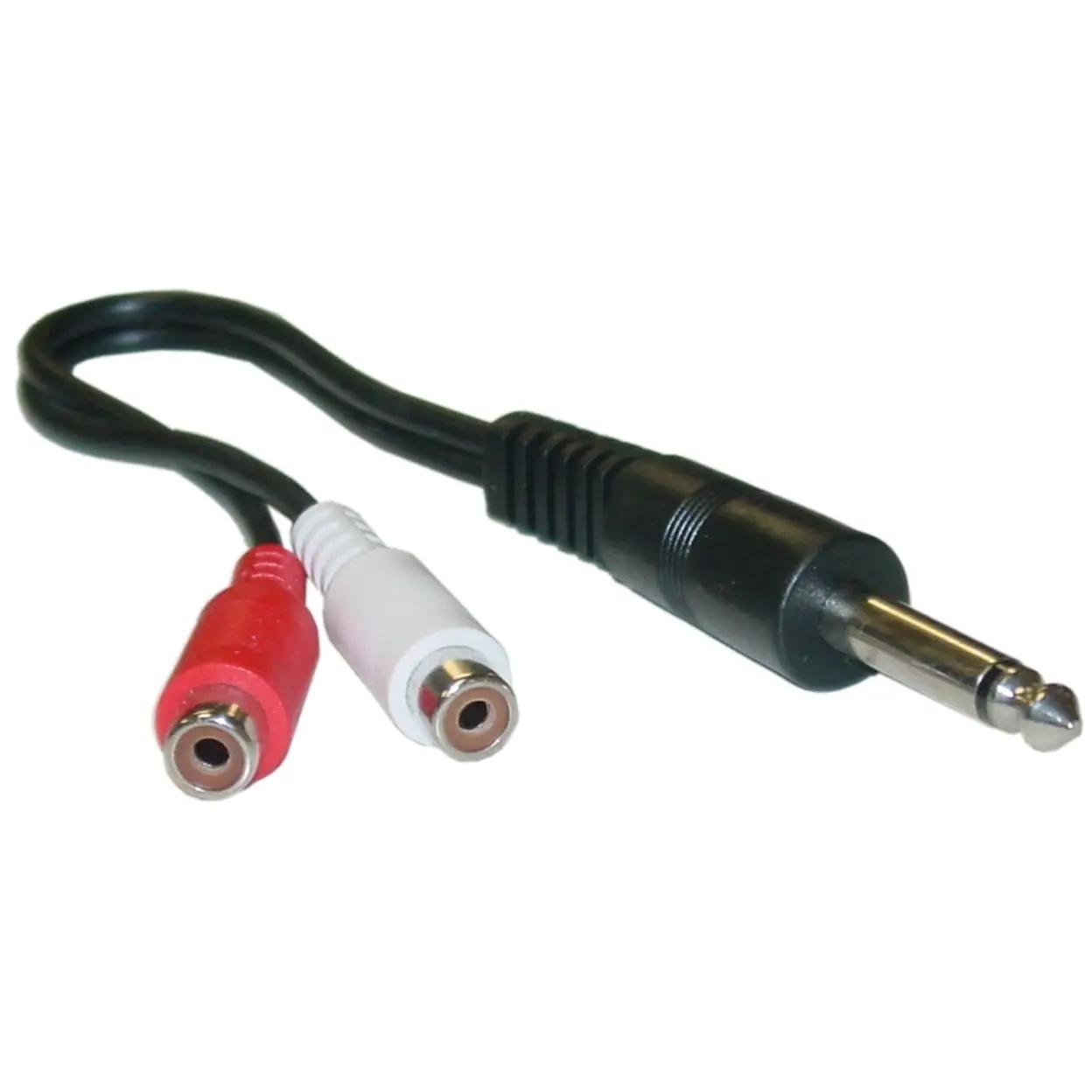 0.25 in. Mono Phono to Dual RCA Adapter with 0.25 Mono Male to Dual RCA Female, 6 in.
