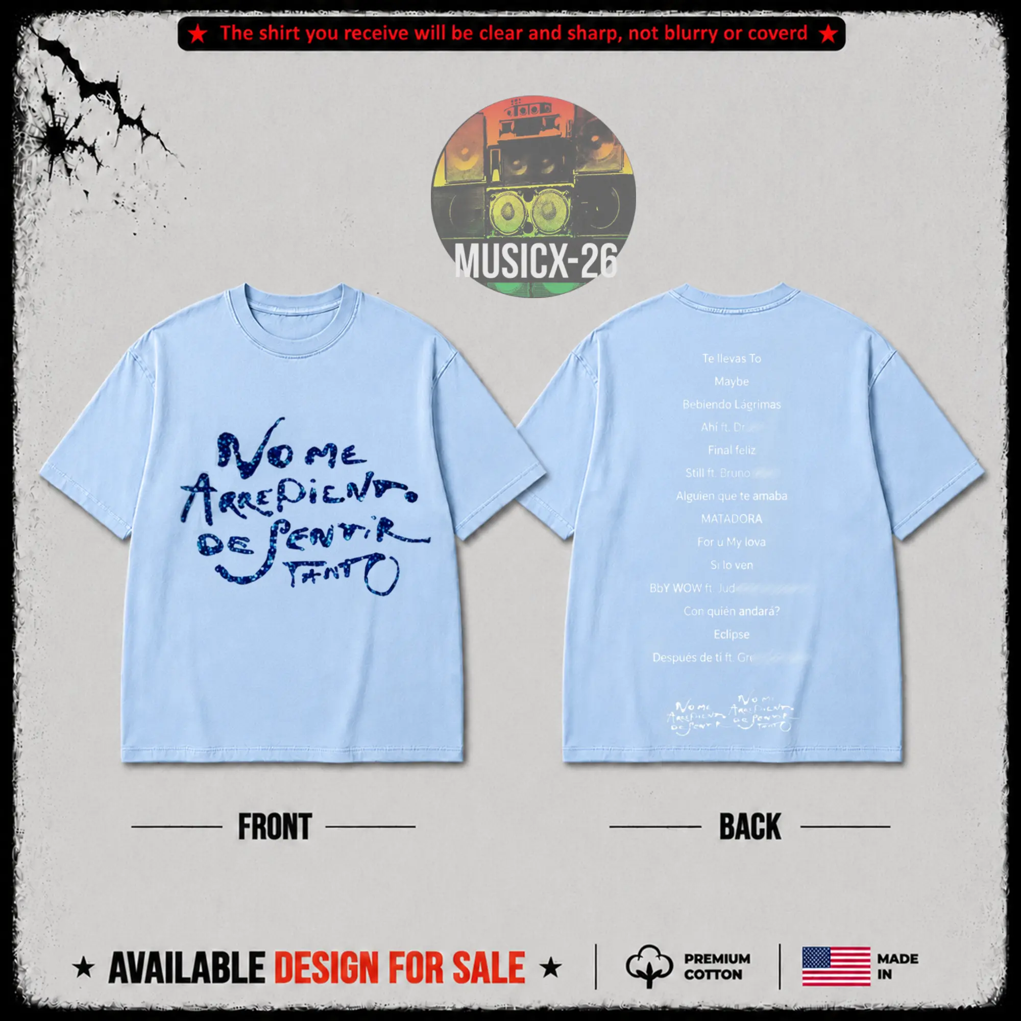 [X-26] La Bichota - New Album 2026 Tracklist Premium 100% Cotton T-Shirt, No Me Arrepiento De Sentir Tanto Merch Reggaeton Fan Graphic Tee, Tropitour Merch, Gift for La Bichota Fans