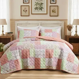 PEACE NEST 3-Piece Reversible Boho Printed Coverlets Set Bedspreads Quilts Bedding Set with 2 Pillow Shams for King/Queen/Twin sizes(1 Pillow Sham for Twin size)Soft