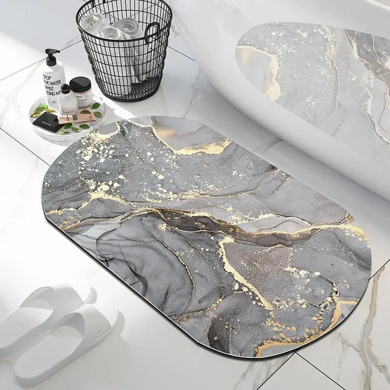 Diatomaceous Earth Bath Mat - Soft, Super Absorbent, Non-Slip Rubber Backing, Cushioned, Antimicrobial, Easy Clean Bathroom Rug for Toilet/Shower/Door, As Picture, Home Bathroom Accessory, Easy Clean Bath Mats