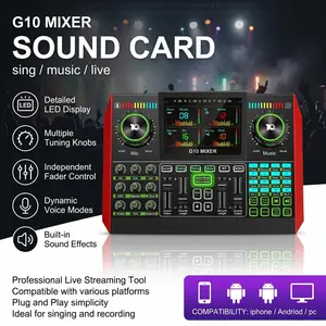 Portable Bluetooth DJ Mixer Sound Card -  Professional Audio Interface with USB, 48V, DJ Sound Effects, Voice Changer, AI Noise Reduction, Dual Phone Live Streaming, for Content Creators, iPhone, Android, PC (Live Streaming, Karaoke)