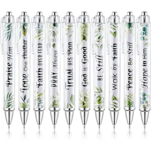 Christian  Set, 10 Pack, Green Elegance, Black Ink,  Verse s, No Bleed Through, Ballpoint s