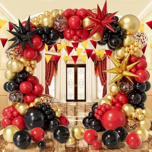 Red Black  Balloon Garland Arch Kit 158 count with Red Black  Confetti Balloons,  Foil Balloons, for Graduation  Year Anniversary Birthday Party Decorations