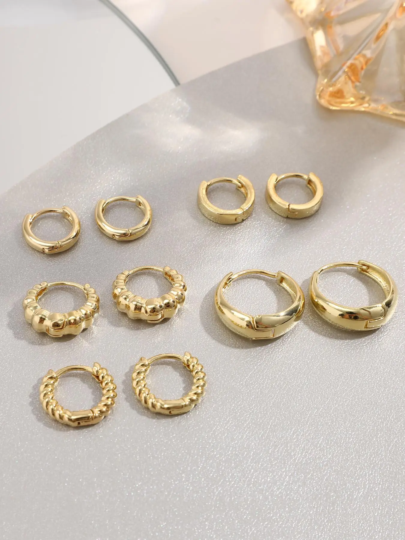 5 Pairs Simple Geometric Twist Hoop Earrings, Fashionable Earrings for Women, Daily Use, Fashion All-match Accessory