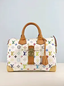Pre-owned Monogram Multicolore coated canvas Clutches & Wristlets Louis Vuitton Monogram Multicolor Speedy 30 White【SP4039】