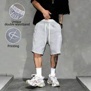 Unisex Y2K street-style sweatpants with logo embroidery; men’s shorts featuring a unique double-waist design; embroidered print loose hip-hop streetwear shorts for summer sports—ideal for everyday wear, comfortable and versatile.