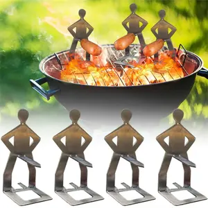 4PCS Hot Dog Grill Rack, Funny BBQ Sausage Holder Set, Perfect Gift for Men, Camping, Parties & Backyard Grilling