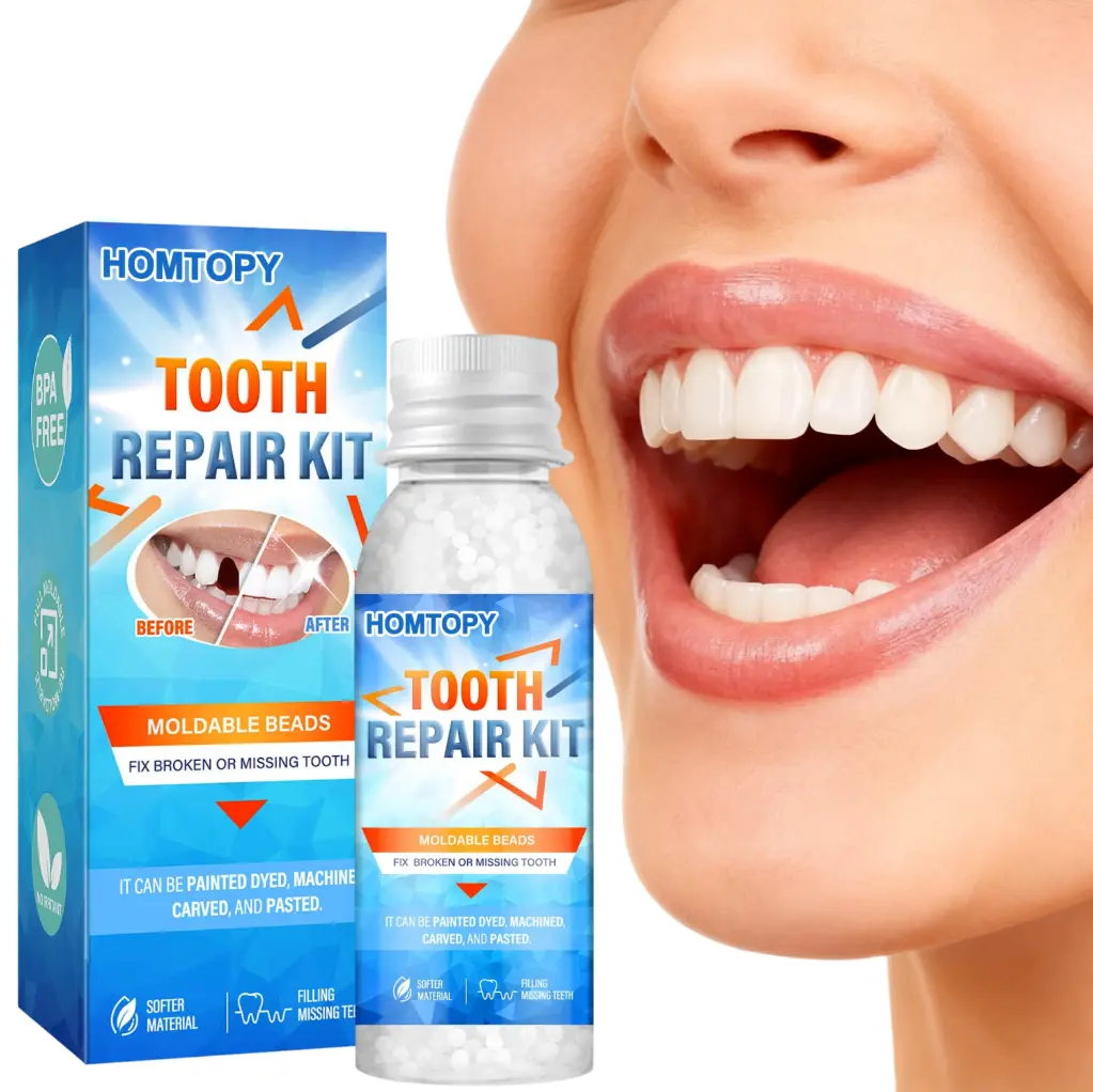 1/2 PCS Temporary Cosmetic Teeth Replacement Kit, Lightweight Moldable Dental Restoration Kit, Denture Fillers for Halloween & Party Use, Washable Reusable for Immediate Confident Smiles (White)