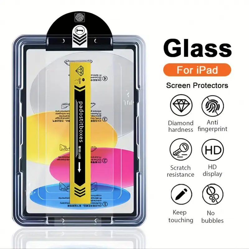 2-piece set suitable for iPad 5/6 generation iPad Air 4/5, One pull dust-free installation with tempered film, Screen Protector, Tempered glass protector, 9H scratch resistant, wear-resistant, bubble free, high-definition
