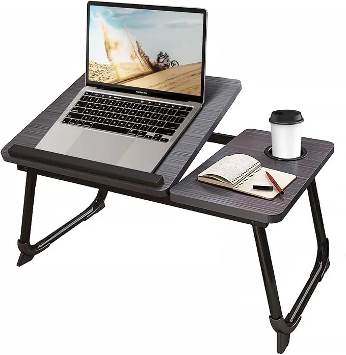 Foldable Laptop Stand - High-Density Adjustable Angle Computer Working Desk, Portable Lightweight Split Lap Table with Cup Holder, Writing Computer Table for Home Users (Bed, Sofa Use)