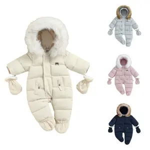 Baby Winter Snowsuit Infant Coat Romper Warm Outwear Hooded Puffer Jacket Footie Jumpsuit Bodysuit Boys Cotton Blend Multi-color Casual Outfit