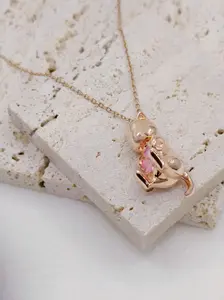 Sakura Cat Rose Gold Tone Medical Grade Hypoallergenic Titanium Necklace
