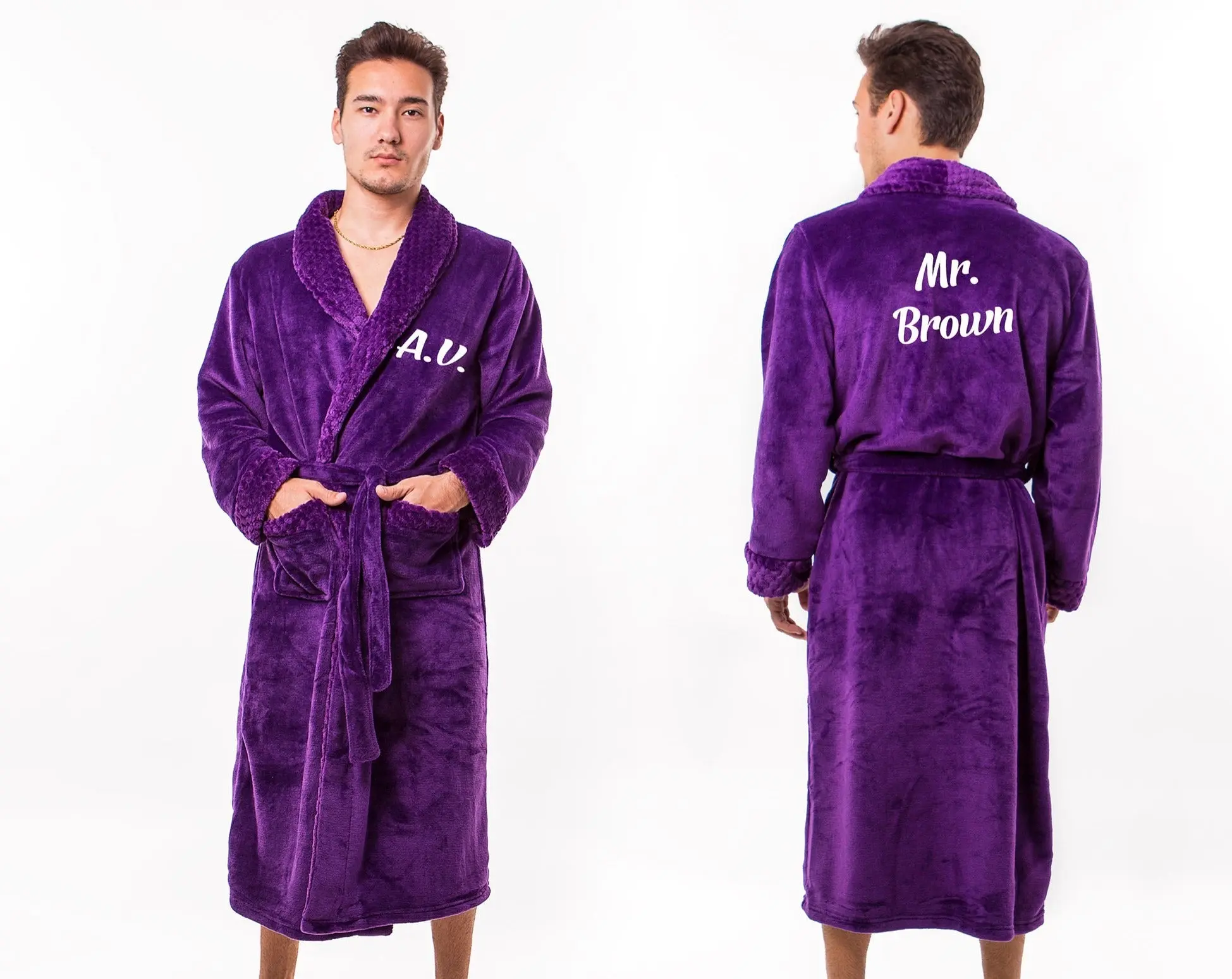 Men's Custom Long Bathrobe Style 2