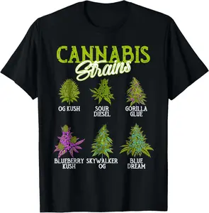 100% Cotton Cannabis Strain Weed Cannabis Marijuana T-Shirt