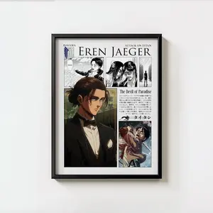 [Sale Off Up To 50%] [Unframe] Eren Jaeger Poster Attack on Titan Decor Wall Art Print Anime