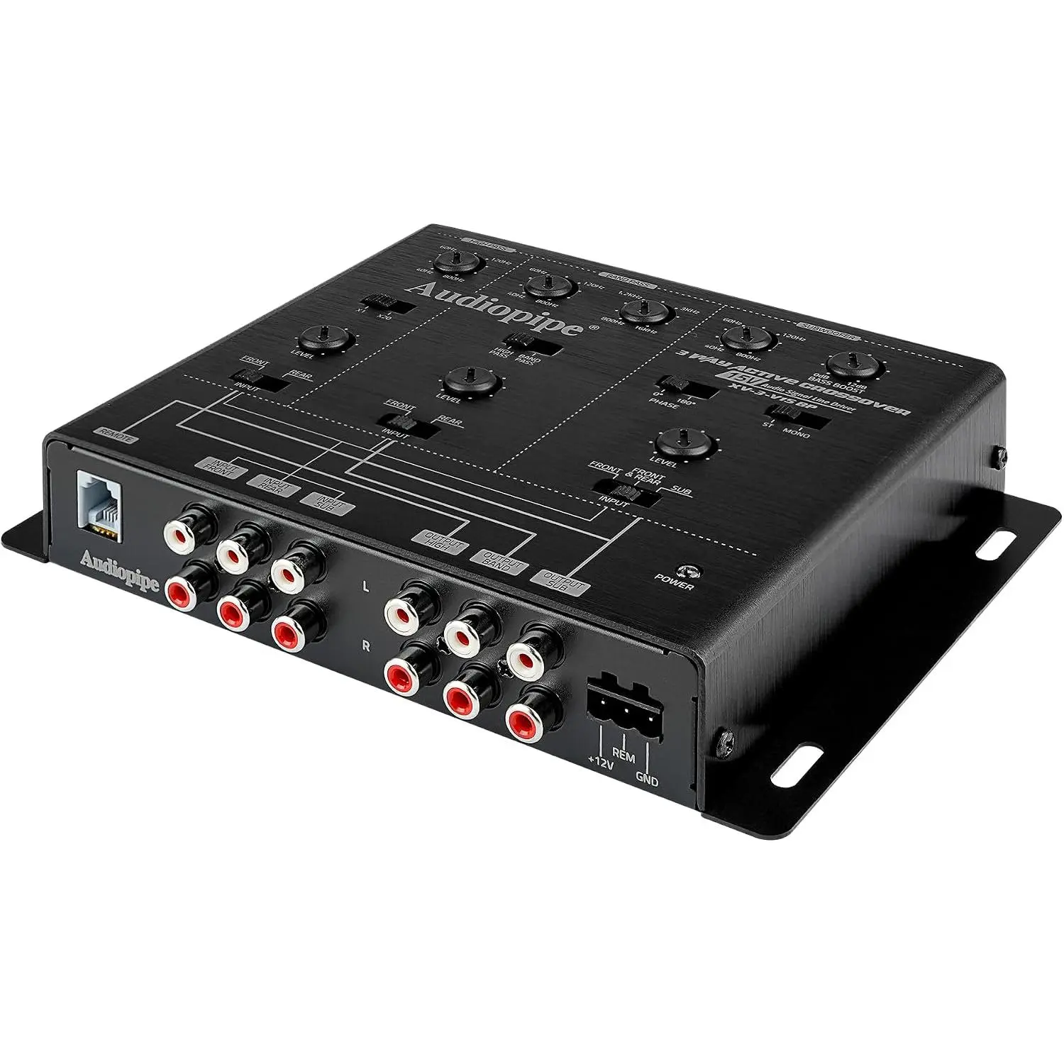 3-Way ctive Crossover with Bandpass Filter (XV-3-V15BP), Multiplier Switch, Compact, Power LED Indicator, Subwoofer Bass Boost, Custom Installation, Remote Bass Knob