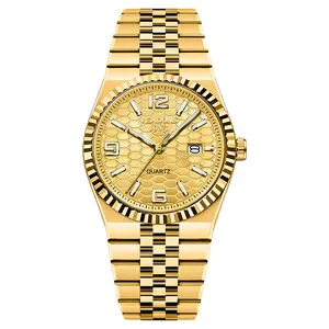 Men's Business Fashion Simulated Quartz Wristwatch with Diamond Accents Three-Dimensional Linear Grid Texture Luminous Display Date Function Water-Resistant Elegant Gift Box