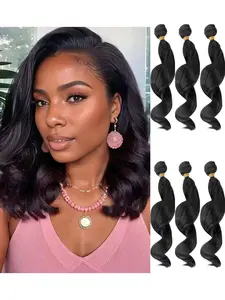 Body Wave Bundles 14 Inch Synthetic Hair Extensions, 6pcs Pack Long Wavy Hair for Women, All Season Hair Bundles