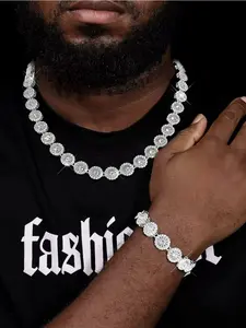 Rhinestone Decorated Tennis Chain Necklace & Bracelet, Fashion Jewelry for Party, Daily Clothing Decor, Trendy All-match & Exquisite Jewelry for Birthday Gift