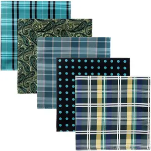 5 count Assorted Woven Microfiber  Pocket Square  Box Set