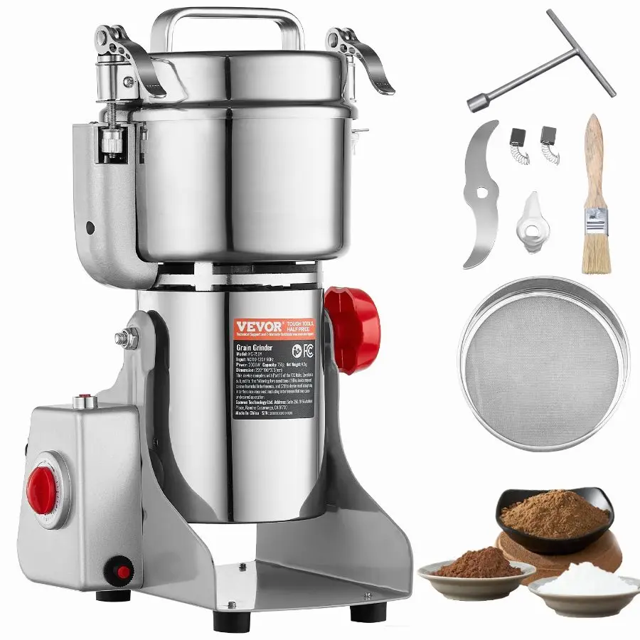 【DealsForYouDays】VEVOR 500g Electric Grain Mill Grinder, High Speed 2000W Commercial Spice Grinders, Stainless Steel Pulverizer Powder Machine, for Dry Grains Spices Cereals Coffee Corn Pepper, Swing TypeVEVOR Super Brand Day