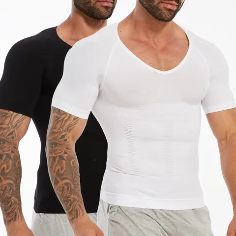Menswear Compression Shirt Shapewear Body Shaper Undershirt Breathable Lightweight Stretchy Baselayer Workout Tank Tops for All Seasons and Sports Clothes Day Fabric Nylon Soft Dress