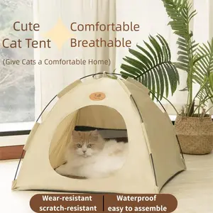 Foldable Pet Tent with Mat,Pet House, Cat Tent, For Indoor And Outdoor Use, Cat House, Pet Bed, Cat Bed, Summer, Breathable, With Cooling Pad, Washable,  Pet Room For Cats, Puppies And Small Dogs Perfect Nest for Pets in All Seasons Portable Bedding Home