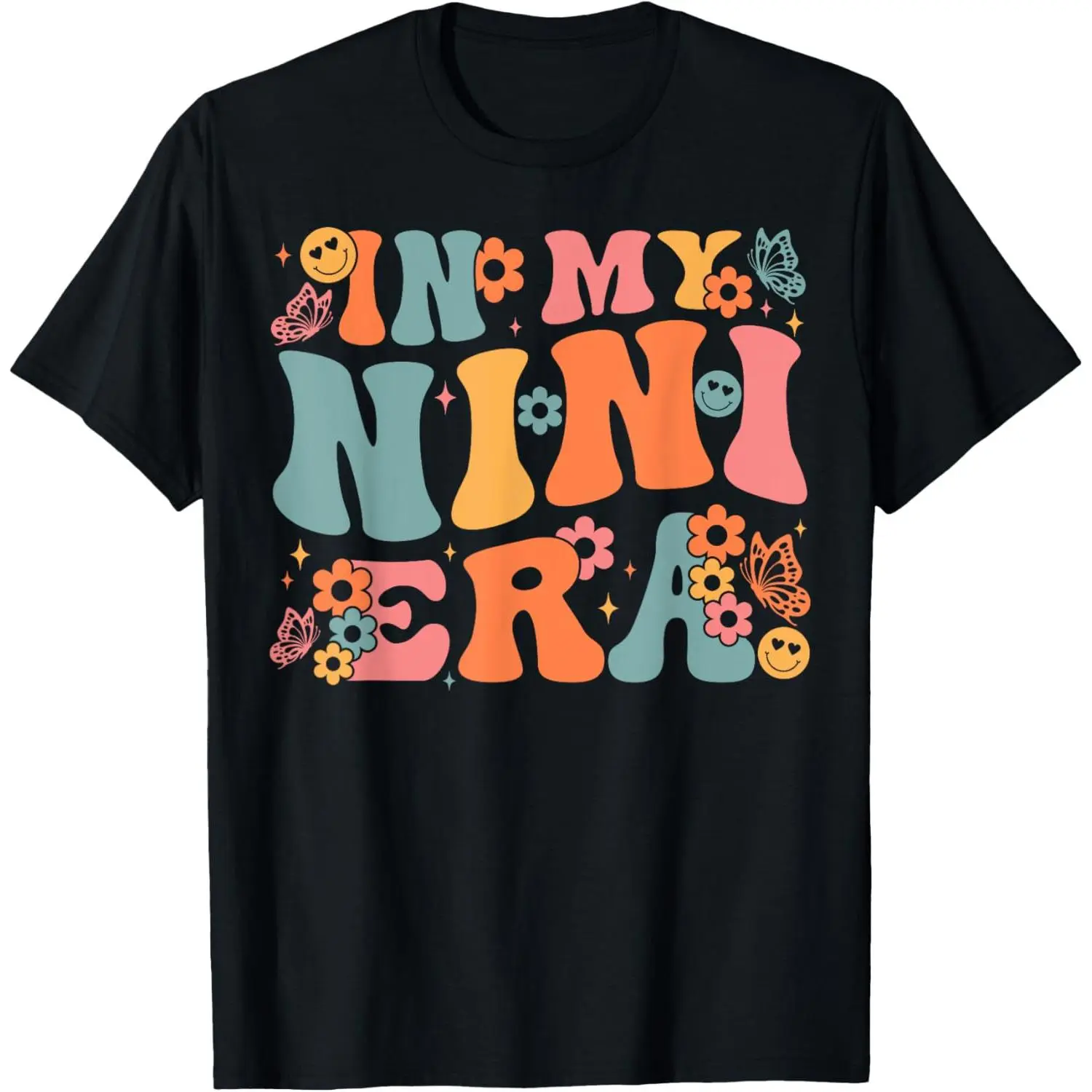 In My Nini Era Baby Announcement for Grandma Mother's Day T-Shirt,Made in USA