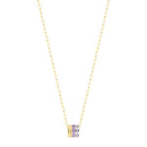 WEWA TUBE LAVENDER CHIP WITH ZIRCONIA NECKLACE