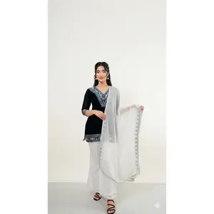 Premium Georgette 90’s Style Plazo Set with Dupatta (3-Piece)