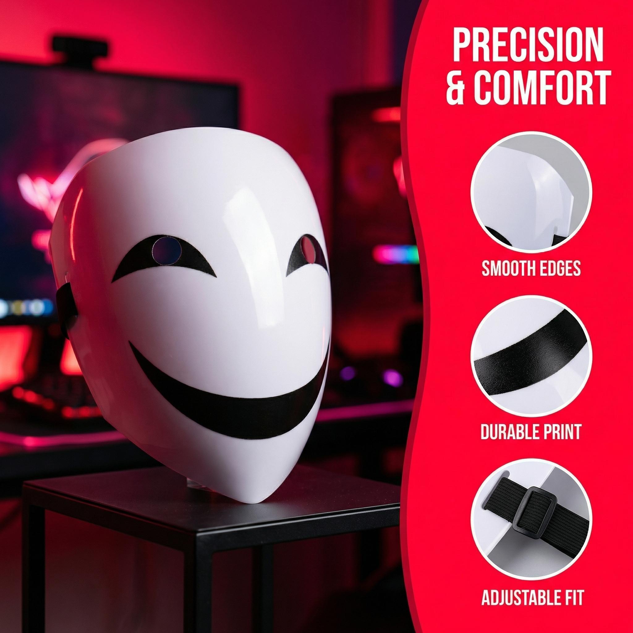 Smile Full Face Mask, Cosplay Kagetane Hiruko Grimace V Plastic Headgear, Scary Clown Evil Smile Mask for Halloween Costume Role-Playing Party Celebration, Cosplay Prop Gift Accessory Adjustable Waist Tightener Porch Happy Birthday Decorations Kit