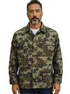 Romanian Cold Weather Camo Parka Unique Model from Armed Forces Cotton Blend Outer Shell Removable Liner Fold-Away Hood Full-Length Button Front