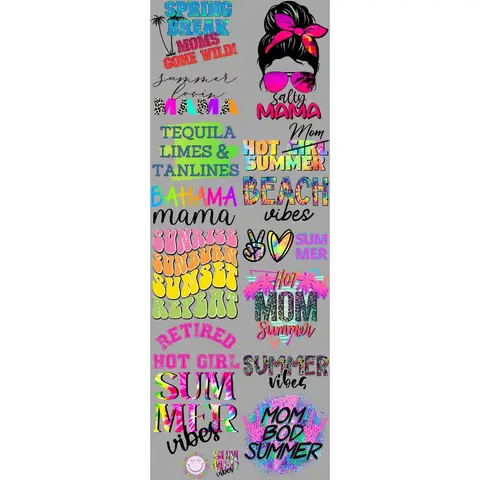 Hot Mom Summer DTF Transfers Gang Sheet 22” wide x 60” long DIY Direct to Film T Shirt Transfers