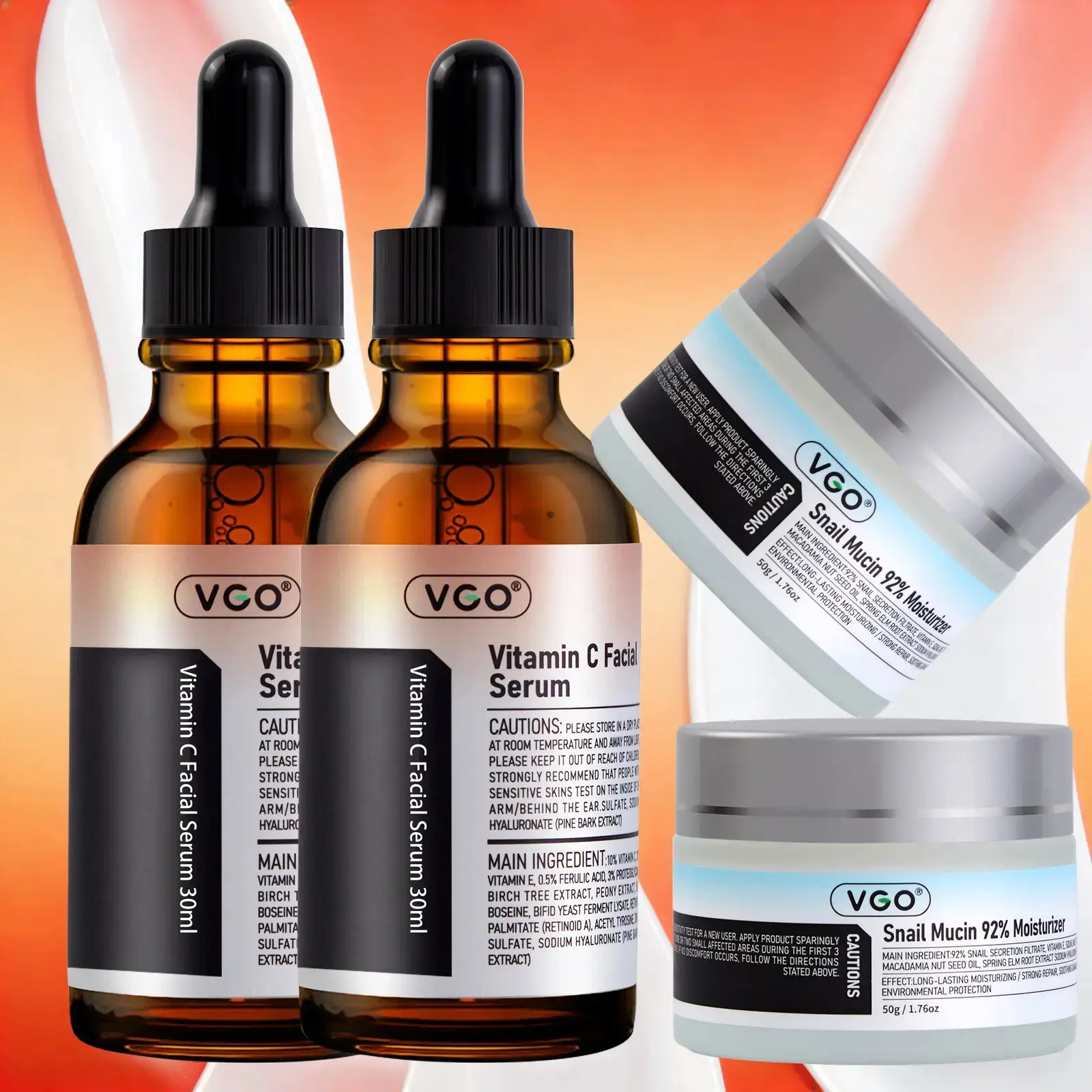 VGO Vitamin C Serum + Snail Mucin 92% Cream – Smooth & Soft Skin Care