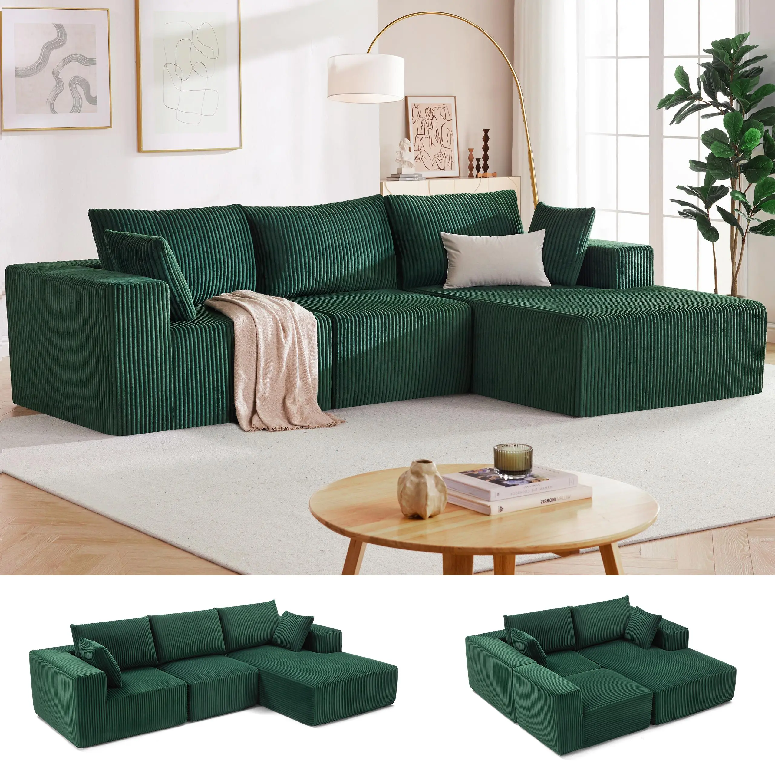 Green-Right Facing Chaise-B