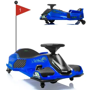 GARVEE 24V Ride On Drift Car with 7Ah Battery and 180W Brushless Motor, Electric Drifting Go-Kart for Riders up to 110 lbs, Featuring Music, Front and Tail LED Lights, and Low-Power Alarm in Blue