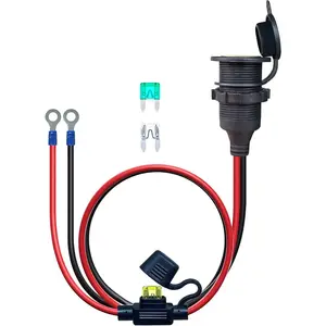 3 Feet 12V Fixed Thread Cigarette Lighter Socket Extension Cord, 12V Waterproof Socket Replacement 13AWG Heavy Duty Cable