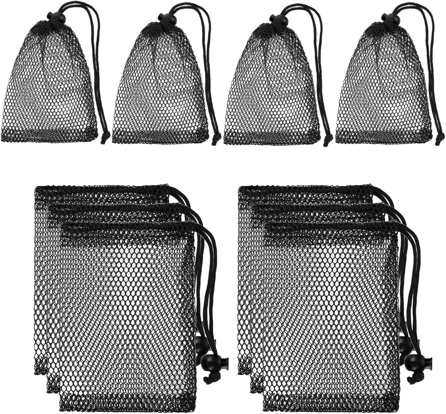 10Pcs Nylon Mesh Drawstring Bags (8x6 in) - Lightweight, Portable, Adjustable Secure Sliding Cord Net Bags for Football Accessories, Travel Gym Storage, Fitness Equipment, Polyester, Laundry, Sliding Lock