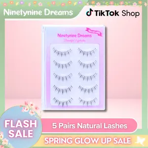 Ninetynine Dreams 5 Pairs Lightweight Natural False Eyelashes | Ultra-Thin Band Daily Strip Lashes, Reusable Soft Anime Manhua Style — Beginner Friendly Must Have Makeup Essential False Eyelashes