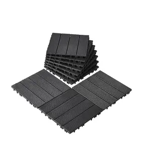 VEVOR 36 sq. ft Plastic Interlocking Deck Tiles, 36 Pack, 12x12 Waterproof Non - Slip Outdoor Flooring All Weather Use, Patio Floor Decking Tiles for Porch Poolside Balcony Backyard, Dark Brown