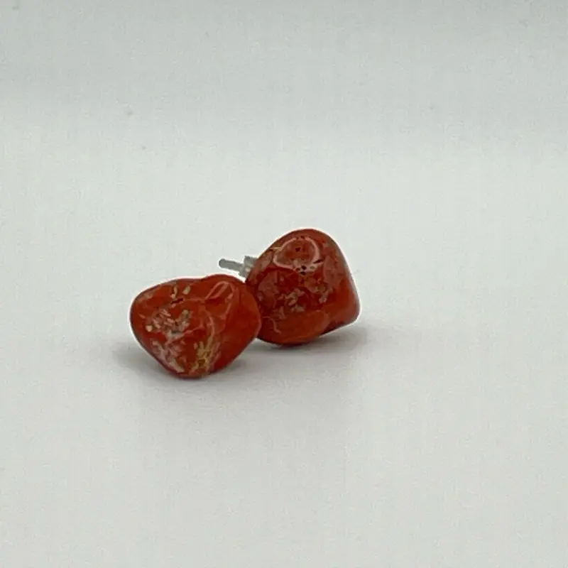 Handmade Red Jasper Stud Earrings | Grounding & Warrior Energy Crystal Jewelry